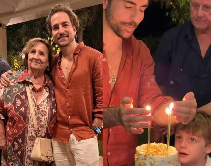 Viúvo de Paulo Gustavo, Thales Bretas celebra aniversário de 38 anos ao lado de Dona Déa e dos filhos