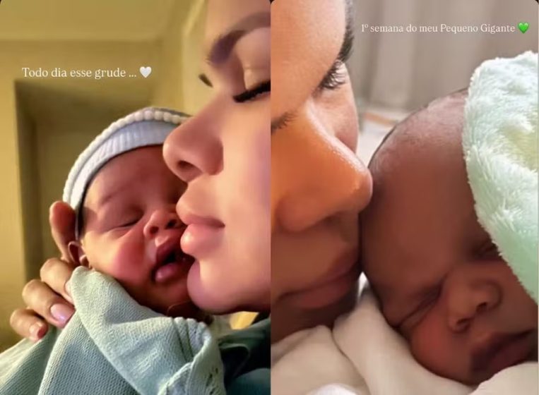 Influenciadora comemora uma semana de vida do filho com Gil Baloi