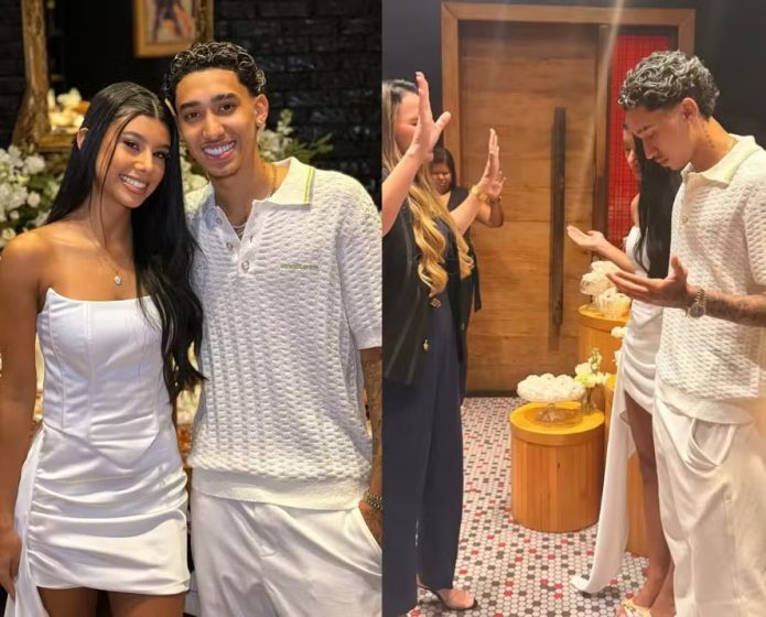 Filha de Léo Moura se casa com ex-Fluminense e os dois vão morar na Ucrânia