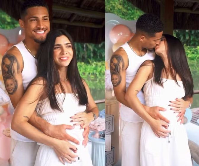 Ex-Fla, João Gomes e mulher revelam sexo do segundo filho: ‘Nós 4’