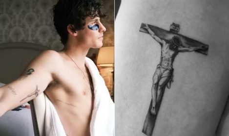 Shawn Mendes faz nova tatuagem com desenho de Jesus Cristo no braço